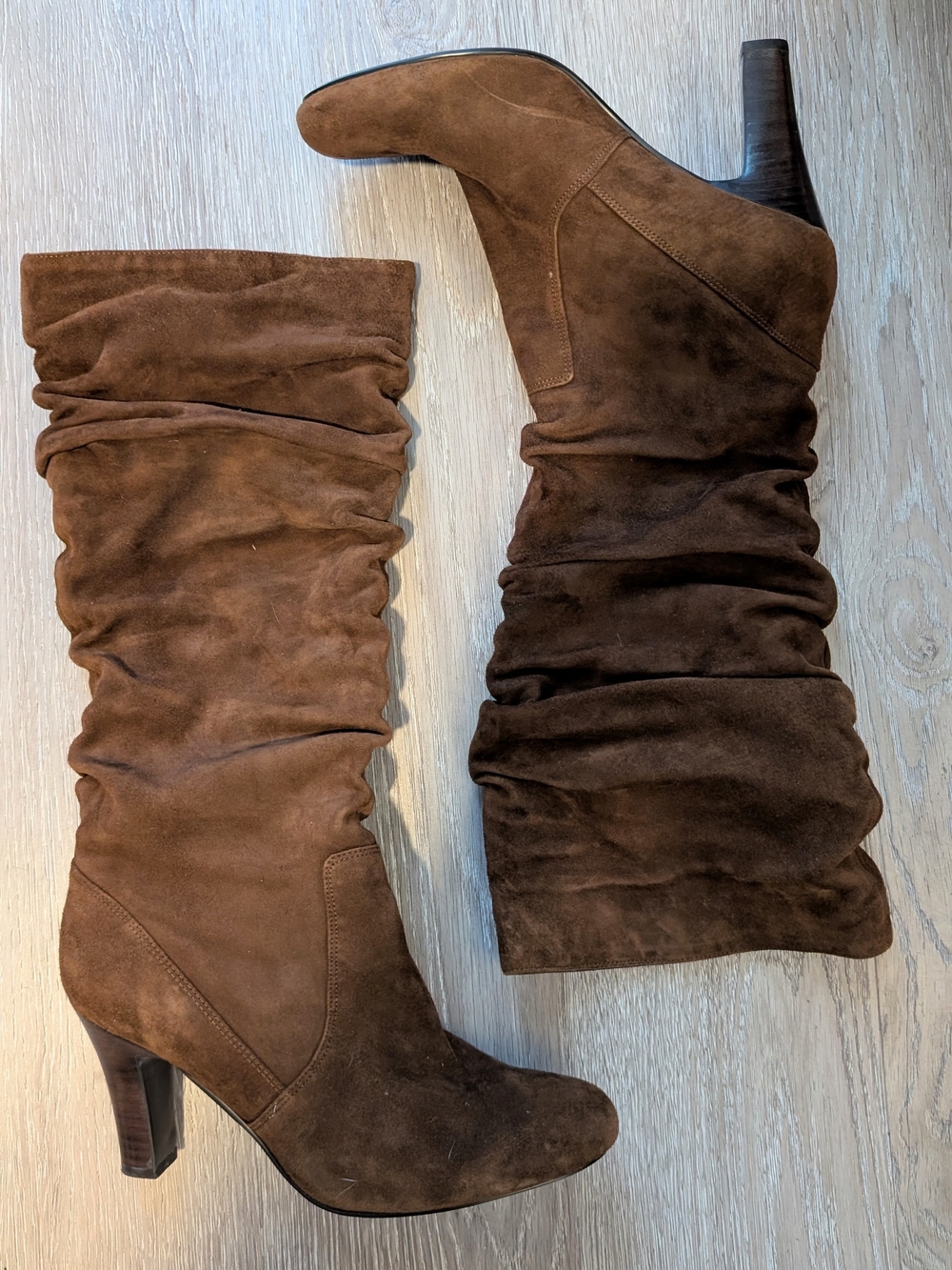 Nine West Slouchy Brown Suede Mid-Calf Boots